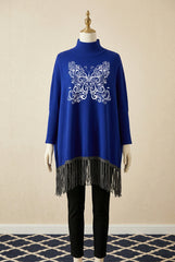 Butterfly Printed Bat-Wing Style Viscose Poncho.