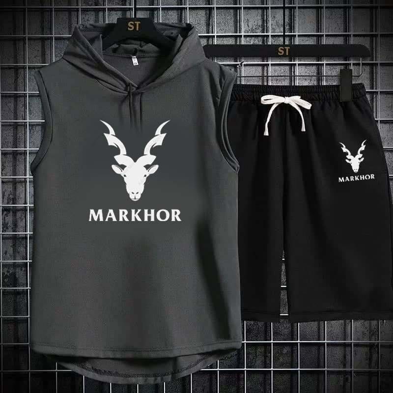 Markhor Sleeveless Hoodie Style 2-Pcs Summer Suit