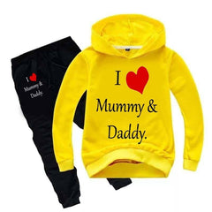 Kids I love Mummy and Daddy Printed Hoodie Style Track-Suit.