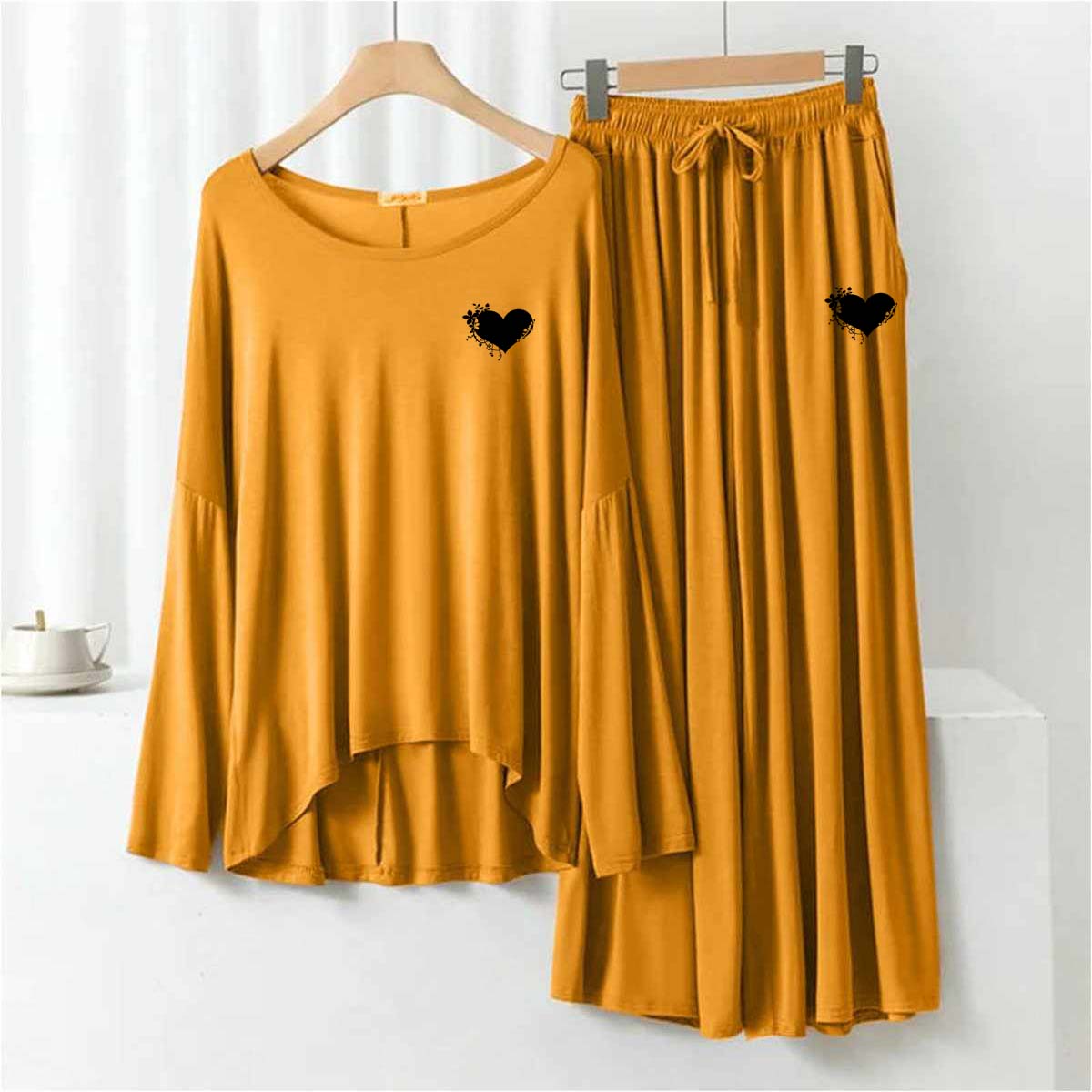 Plazo-Style Logo-Printed 2-Pcs Lounge And Night Wear Suit. WLW-08