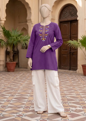 Embroidered Kurta with Cargo Pants
