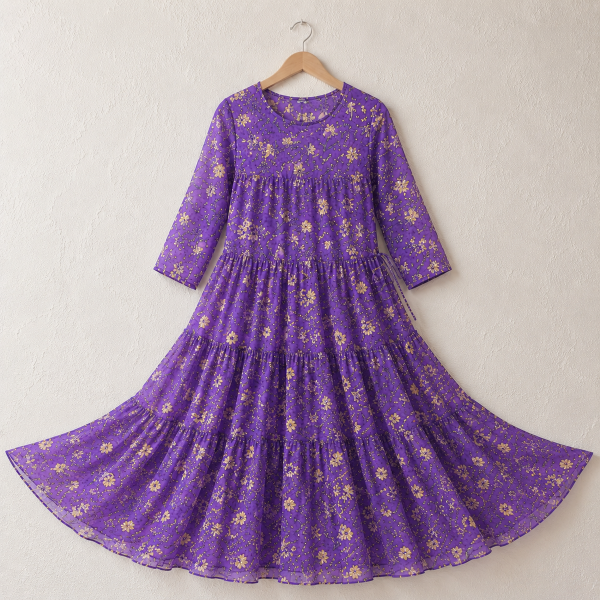 Atlantic Printed Shafoon Long Patch-Work Style Maxi. ZESM-01