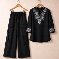 Cotton Embroidered Western Shirt & Cargo Style 2-Pcs Stiched Co-Ord Set. KC-05