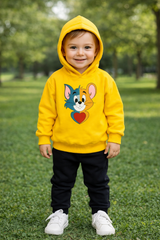 Yellow Printed Hoodie Kids Wear