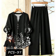 Binara Printed Western Shirt Style 2-Pcs Stiched Co-Ord Set. PCS-37