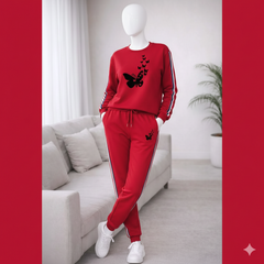 Multi-Stripe Sweat Style Winter 2-Pcs Tracksuit For Her.
