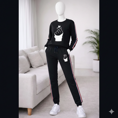 Multi-Stripe Sweat Style Winter 2-Pcs Tracksuit For Her.