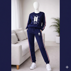 Multi-Stripe Sweat Style Winter 2-Pcs Tracksuit For Her.