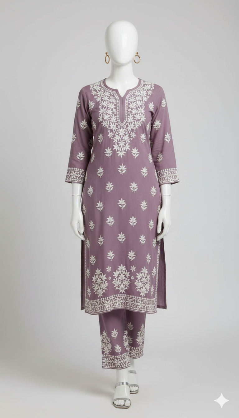 Chikankari Work 2-Pcs Stitched Suit.