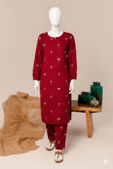 2-Pcs Embroidered Co-Ord Set.