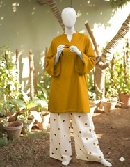 Heart Printed Flapper With V-Neck Short Style Shirt 2-Pcs Stitch Suit.