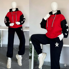 TH Contrast Hoodie Style Premium Quality Winter 2-Pcs Tracksuit For Her. WWTS-50