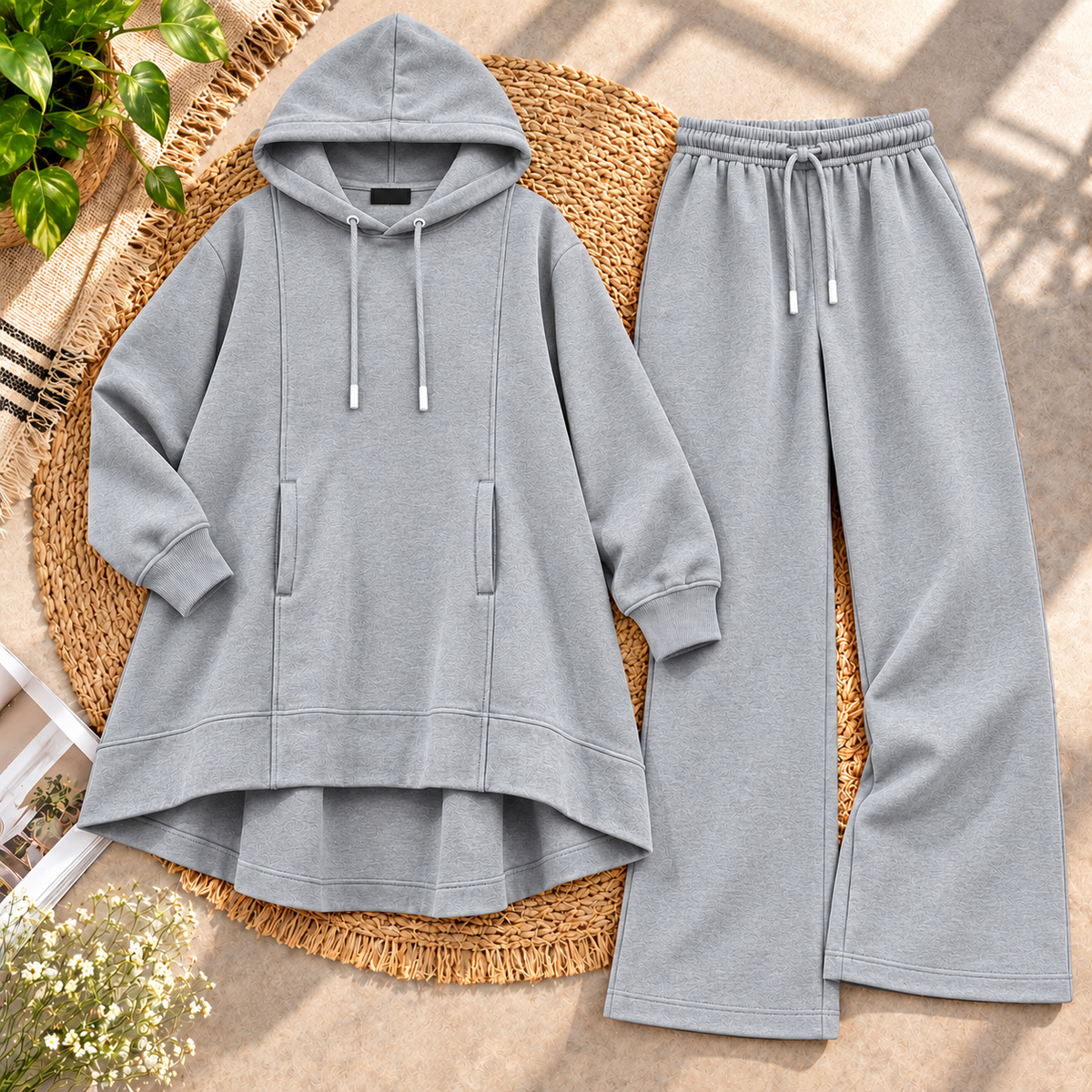 High-Low Pull-Over Pocket Hooded Style 2-Pcs Winter Suit. WWTS-53 V3