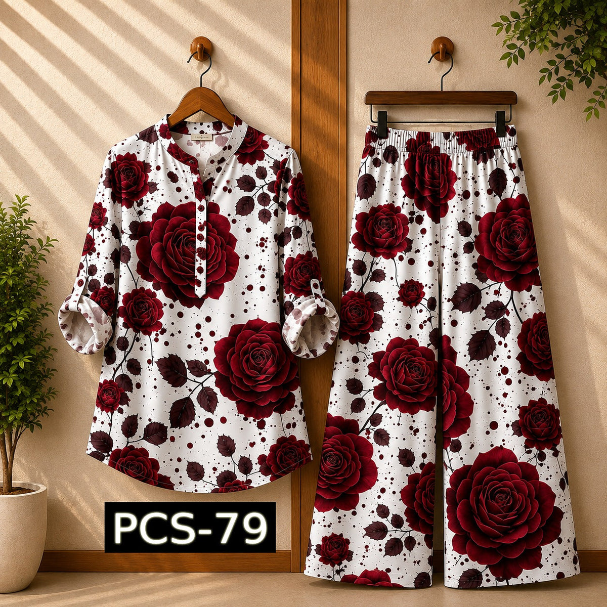 Binara Printed Western Shirt Style 2-Pcs Stiched Co-Ord Set. PCS-79