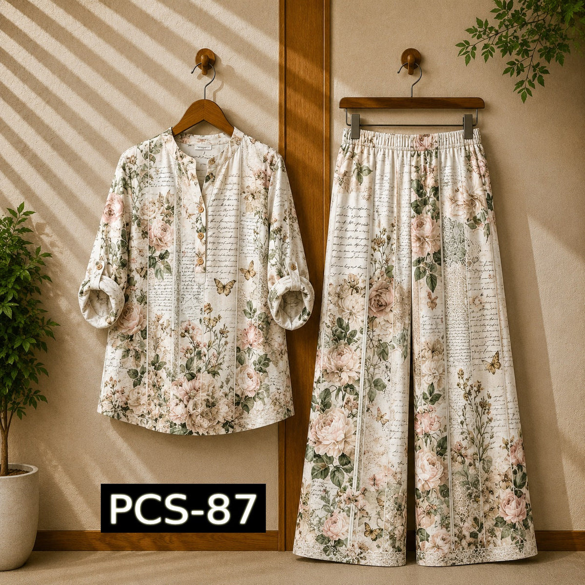 Binara Printed Western Shirt Style 2-Pcs Stiched Co-Ord Set. PCS-87