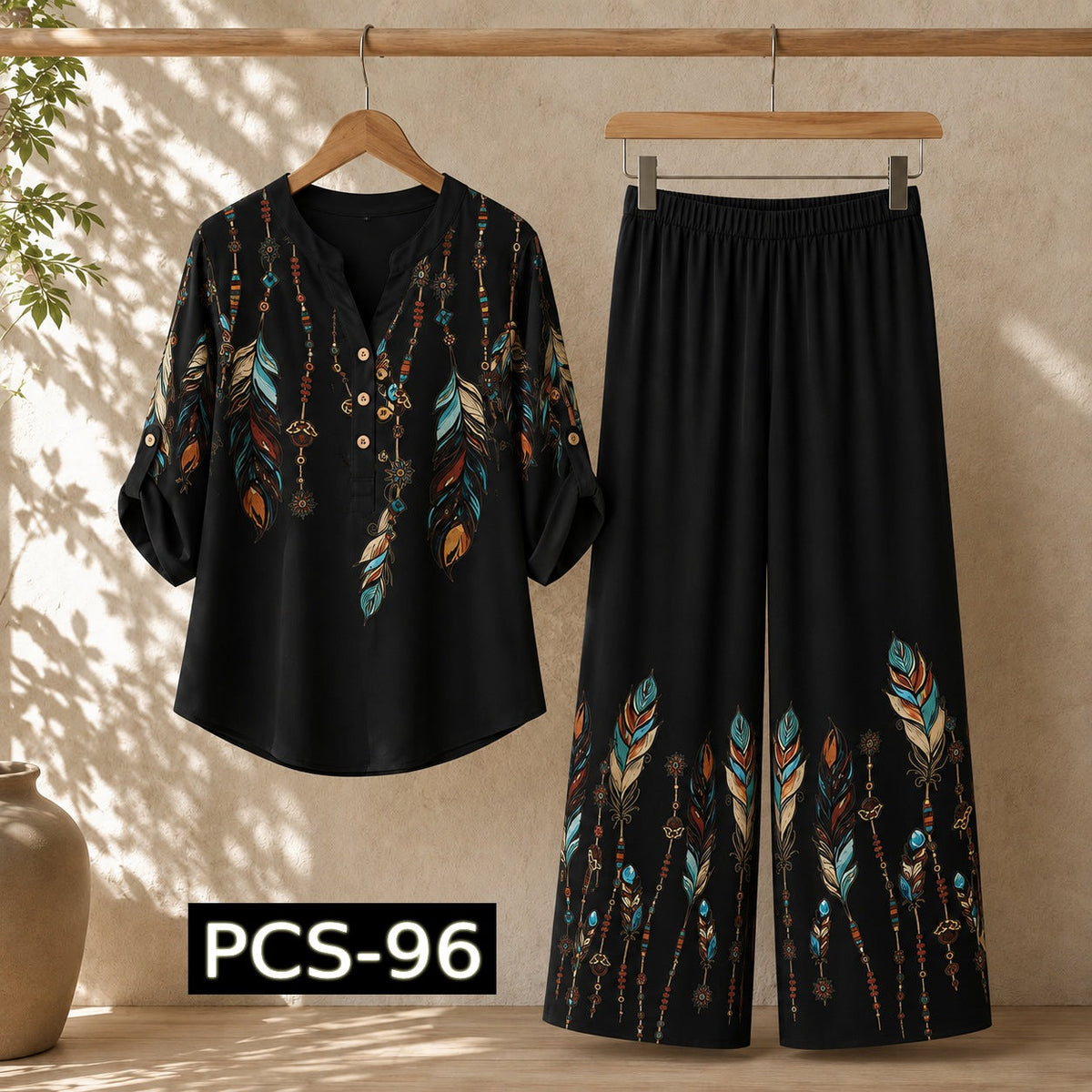 Binara Printed Western Shirt Style 2-Pcs Stiched Co-Ord Set. PCS-96