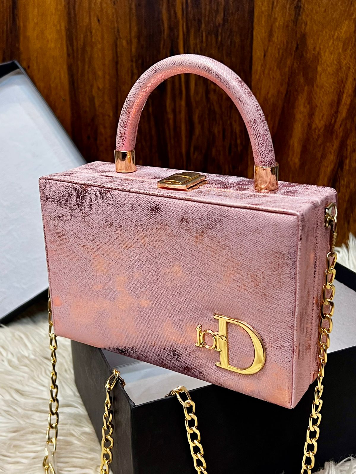 Branded Structured Crossbody with Long Chain