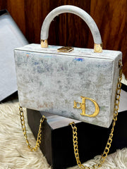 Branded Structured Crossbody with Long Chain