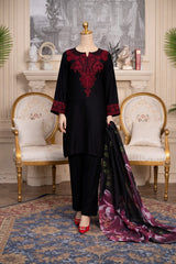 Black Embroidered 3 Pcs Suit - Eid Collection