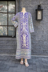 Royal Blue Long Printed Shirt 2Pcs Stitched Suit