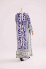 Royal Blue Long Printed Shirt 2Pcs Stitched Suit