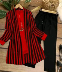 Stylish Stitched Coat/Gown 3 Pcs (Gown+Shirt+Trouser) Casual Dresses For Women,