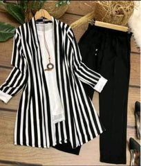 Stylish Stitched Coat/Gown 3 Pcs (Gown+Shirt+Trouser) Casual Dresses For Women,