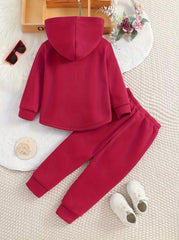 Little Luxe Hooded Set Maroon