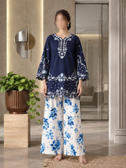 2 Pcs Women’s Stitched Cotton Embroidered Suit