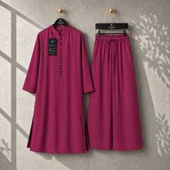 Karizma Solid Long Shirt & Plazo Style 2-Pcs Stiched Co-Ord Set.