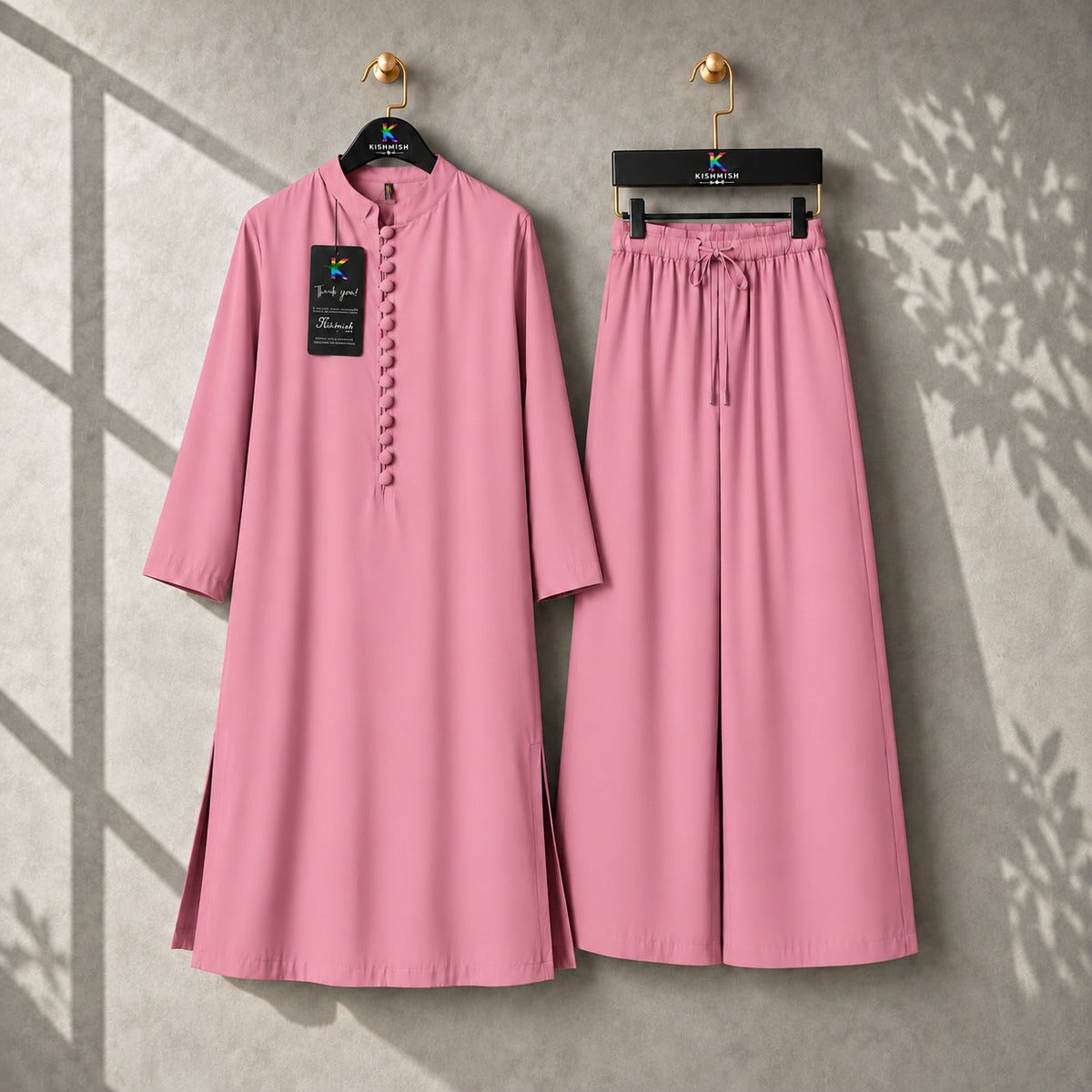 Karizma Solid Long Shirt & Plazo Style 2-Pcs Stiched Co-Ord Set.
