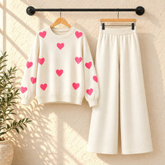 Heart Printed Sweat Style Premium Quality 2-Pcs Winter Tracksuit For Her. WWTS-20 V2