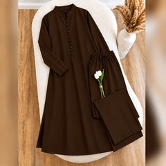 Karizma Solid Long Shirt & Plazo Style 2-Pcs Stiched Co-Ord Set. V2