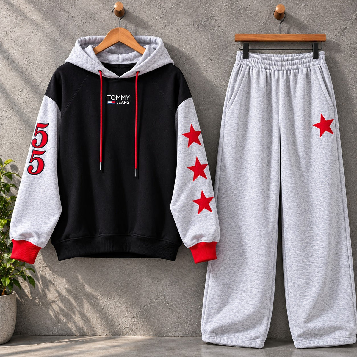 TH Contrast Hoodie Style Premium Quality Winter 2-Pcs Tracksuit For Her. WWTS-50 V2