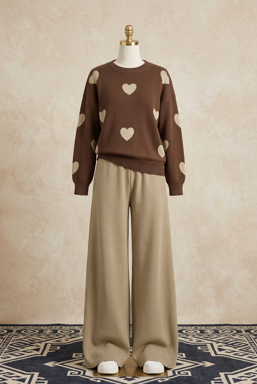 Heart Printed Sweat Style Premium Quality 2-Pcs Winter Tracksuit For Her. WWTS-20 V3