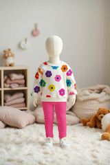 Vibrant Floral Print Kids' Sweatshirt & Trouser