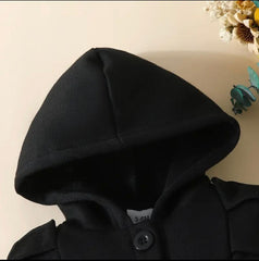 Kids Button Hoodie - Black