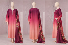 Maroon Peach- Imported Crepe Digital 3 Piece Suit-WWF-1105