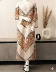 White Emerald Gown Style Printed Imported Crepe 2 Pcs Suit-WWF-1134
