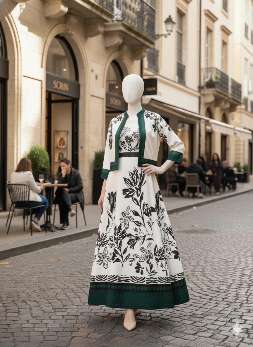 Forest Floral Koti Style Imported Crepe 2 Pcs Suit-WWF-1139