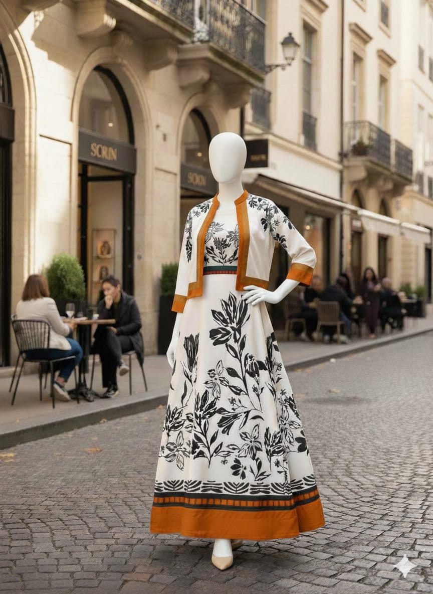 Harvest Floral Koti Style Imported Crepe 2 Pcs Suit-WWF-1140