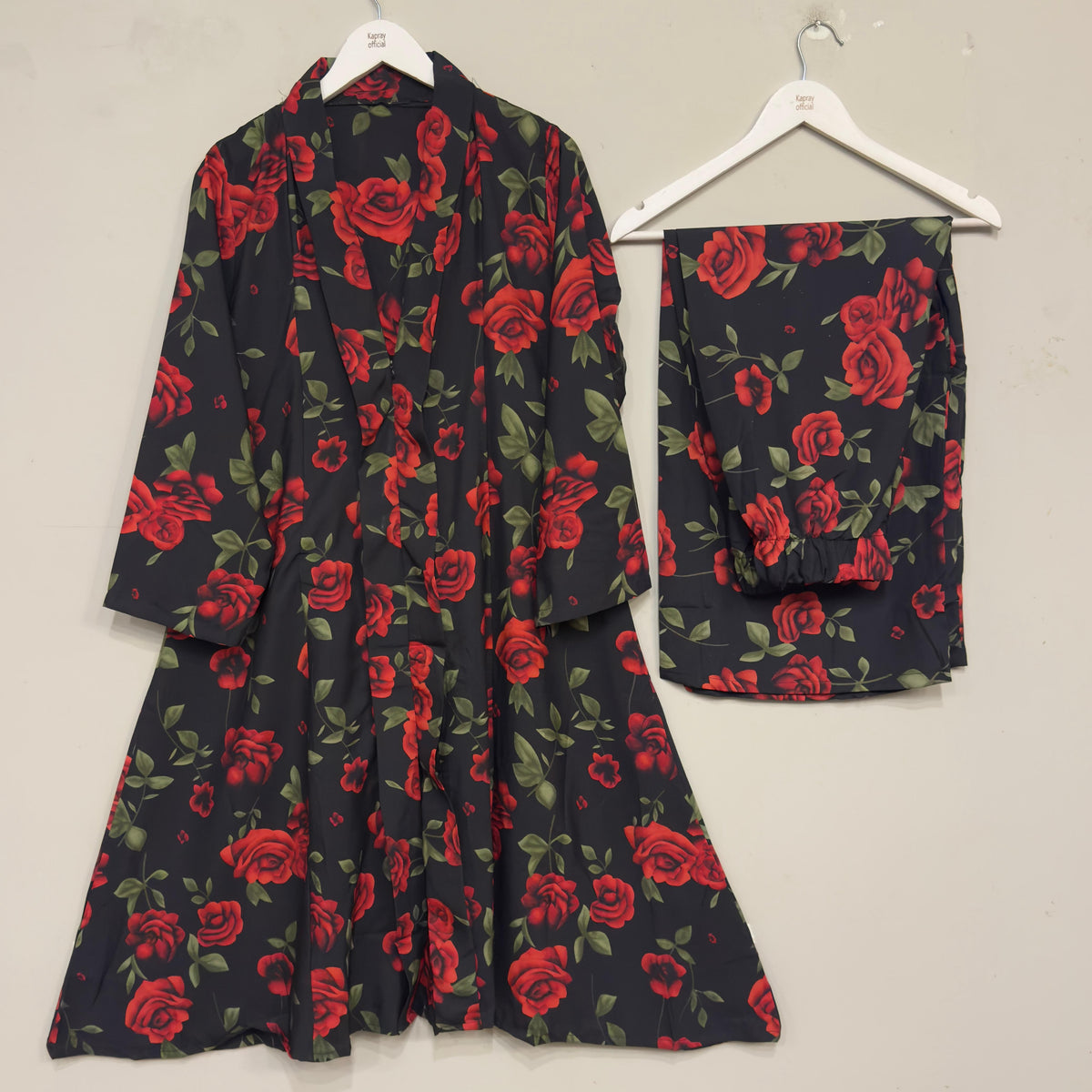 Floral Printed Long Shirt 2pcs Stitched Suit