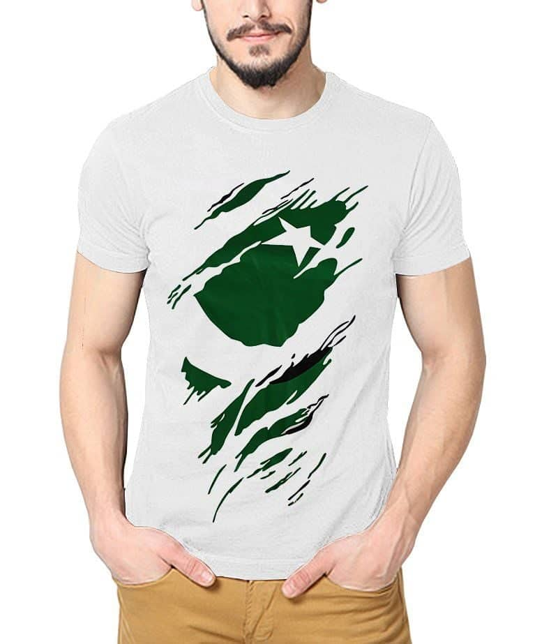 White 14-August 3D Flag Tshirt.