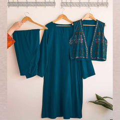 Lulusar Koti Style 3-Pcs Embroidery Work Stiched Suit.