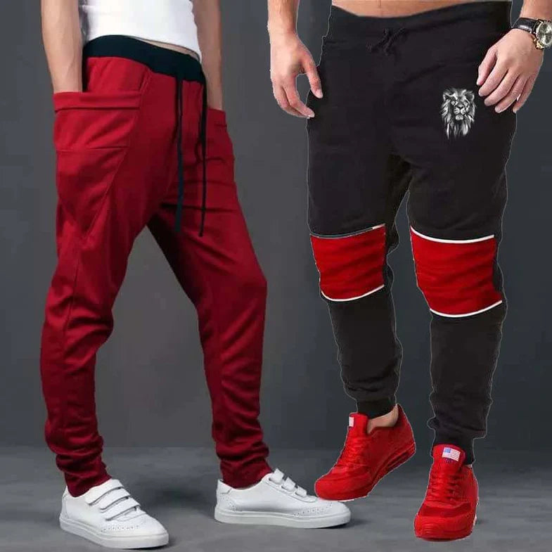 Bundle Of 2 Different Trouser's. Mehroon Baggy+Black Red-Patch