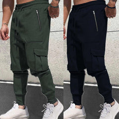 Bundle Of 2 Cargo Style Zipper Pocket's Summer Trouser. Green+Blue D1