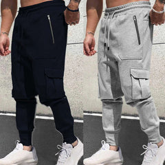 Bundle Of 2 Cargo Style Zipper Pocket's Summer Trouser. Grey+Black D1