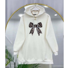 Bow Printed Pull-Over Casual Hoodie For Winter's.
