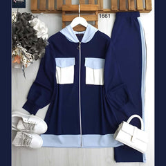 Front Cargo Pocket's Style Premium Quality Winter 2-Pcs Tracksuit For Her. WWTS-37
