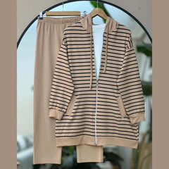 Lining Printed Zipper Hooded Style Premium Quality Winter 2-Pcs Tracksuit For Her. WWTS-28